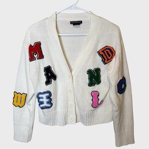 Runway 7 Varsity Patch Cardigan Sweater women Small Cropped Preppy streetwear